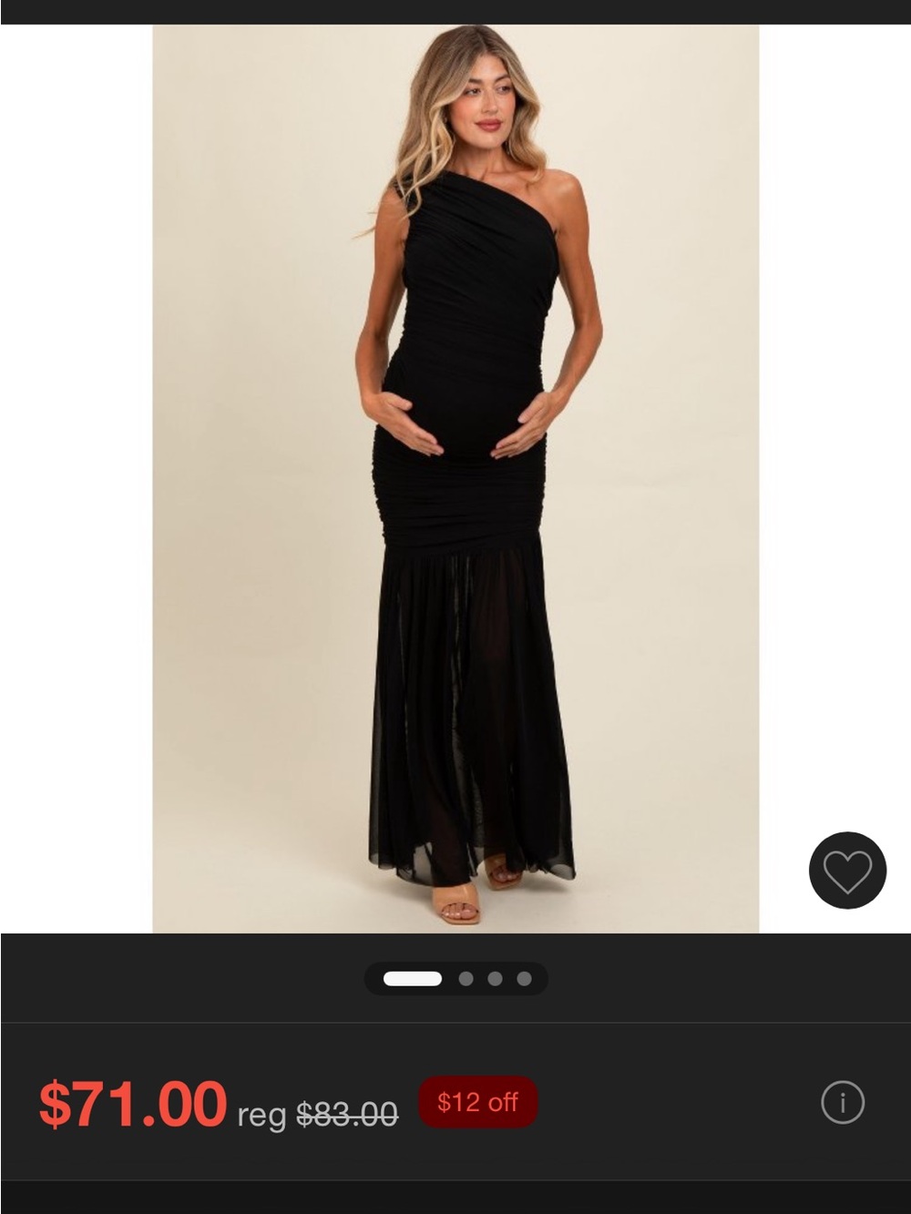 Black One-Shoulder Maternity Evening Gown